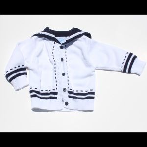 White Sailor Baby Sweater